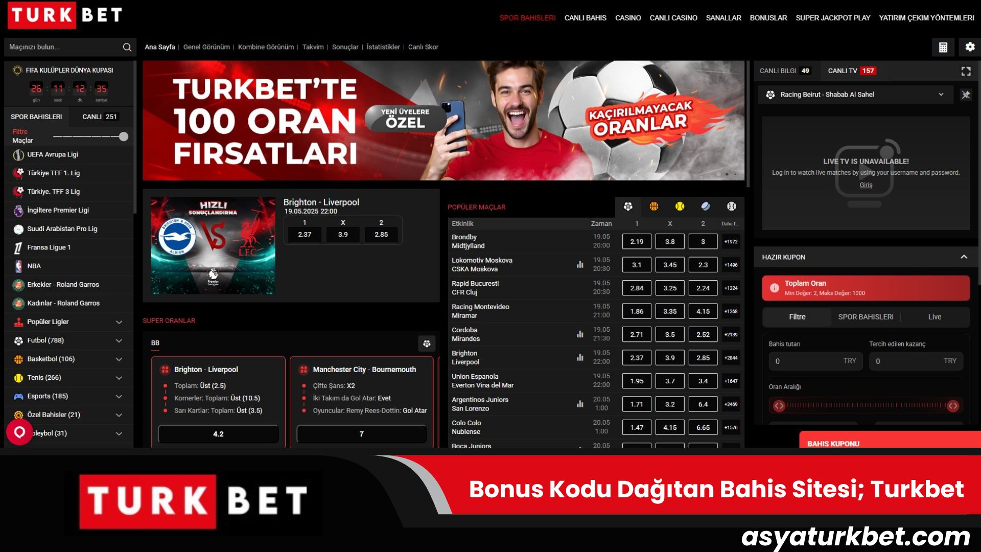 Bonus Kodu Dağıtan Bahis Sitesi; Turkbet