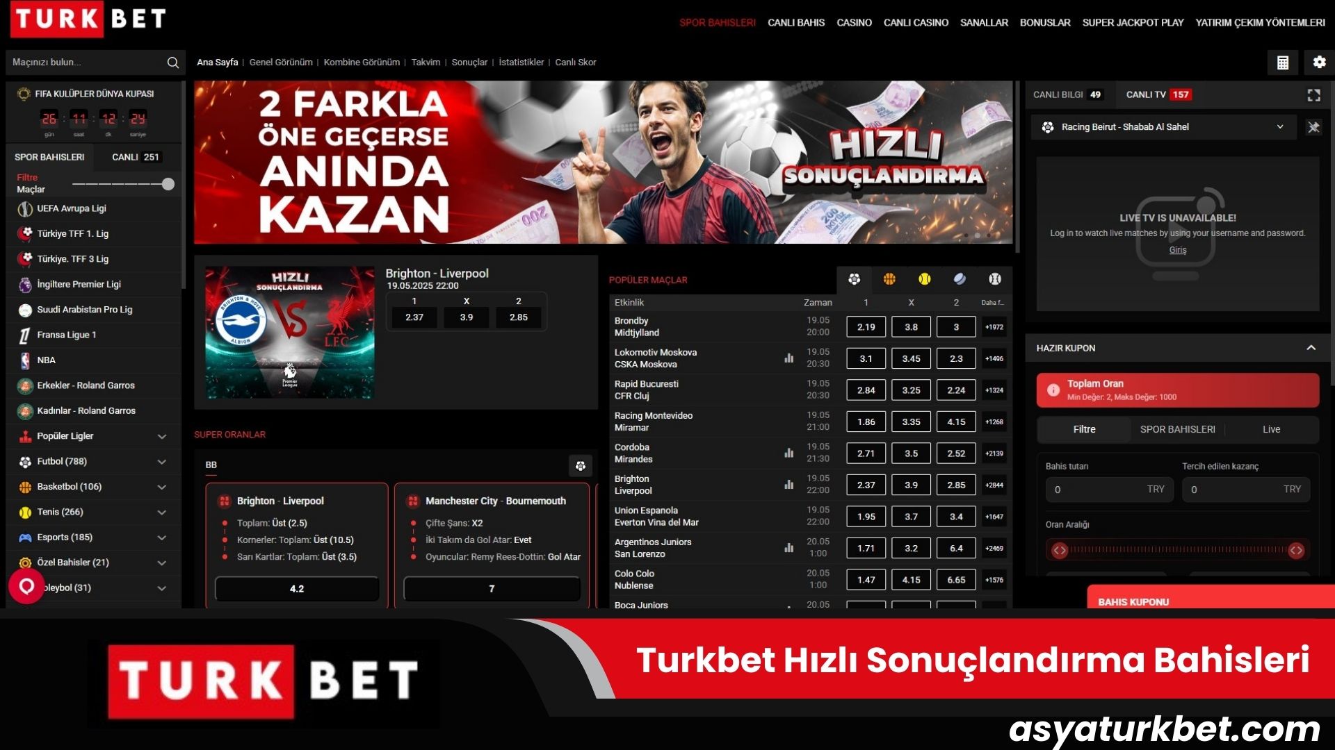 Turkbet Hızlı Sonuçlandırma Bahisleri